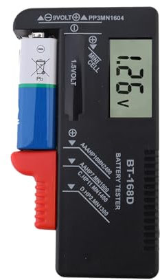 Smgda LCD Digitaler Batterietester, Universal-Batterieprüfer, Voltprüfer, Multi-Größe für AA AAA C D 9V 1,5V Knopfzellenbatterien, keine Batterien erforderlich