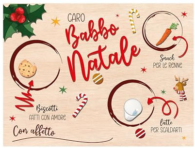 Vassoio Personalizzato per Snack di Babbo Natale, Piatto della Vigilia di Natale, Vassoio per Latte e Biscotti