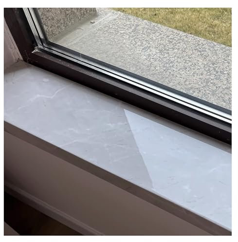 TYHAYJYK Acrylic Window Sill Cover Gray, Tile Finish Windowsill Protector, Easy to Install Window Sill Cover, Customizable Size Window Sill Trim(L 55in,W 6in)