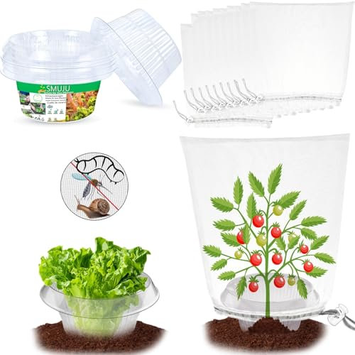 【12 pezzi+12 pezzi rete】Collari di lumaca, anti-lumaca, anelli di insalata, per respingere le lumache migliorata del 99%, protezione delle piante di PET insalata in plastica, Ø24 cm, trasparente