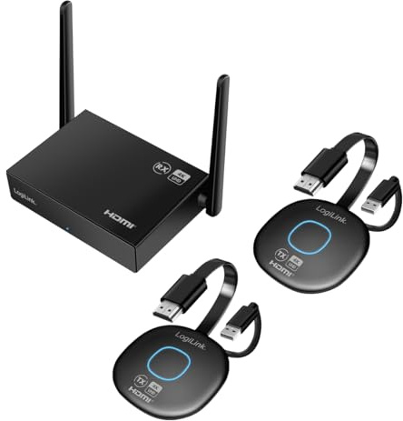 LogiLink HDW0112 - HDMI-BYOD (Bring Your own Devices)-Videokonferenz-Set, Drahtlos, 50 m, 30zu1, Multicast, FHD 1080p@60Hz, Daten/Videos einfach per WLAN-HDMI auf dem TV anzeigen/teilen