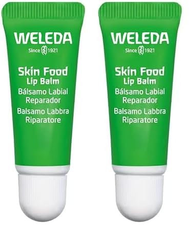 WELEDA Bio Skin Food Lip Butter Lippenpflege - Naturkosmetik Pflege Lippenbalsam Soforthilfe für spröde & trockene Lippen. Nachhaltiger Lippenstift mit Bienenwachs, Lanolin & Sonnenblumen Öl (1x 8ml)