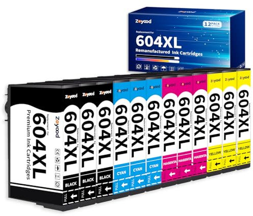 Zoyood 604XL Patronen Kompatibel für Epson 604 XL Patronen für Epson Expression Home XP-2200 XP-2205 XP-3200 XP-3205 XP-4200 XP-4205 Workforce WF-2910 WF-2930 WF-2935 WF-2950 (12er-Pack)