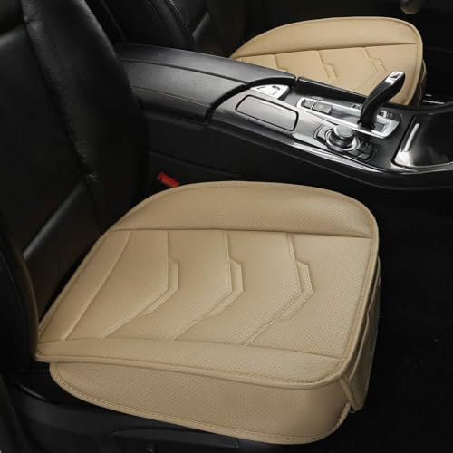GIANT PANDA Confezione da 2 coprisedili per sedili anteriori, imbottiture in carbone di bambù traspirante per SUV, auto, 54,5 x 53,2 cm (beige, confezione da 2 pezzi universali)