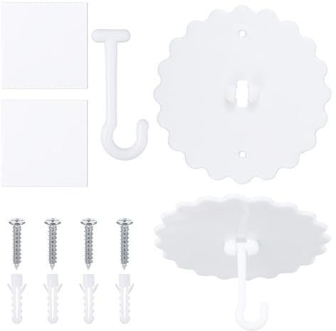 2-Set Adhesive Ceiling Hooks, Super Glue Mosquito Net and Bed Canopy Hooks, Ceiling Hook for Hanging Mosquito Net, Easy Install, White