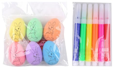 Pintura de huevos de Pascua, kit de manualidades, juego de tinte de huevo auténtico de 2.36 x 1.57 pulgadas, incluye 6 colorantes, divertidas herramientas de decoración para cestas de caza de Pascua
