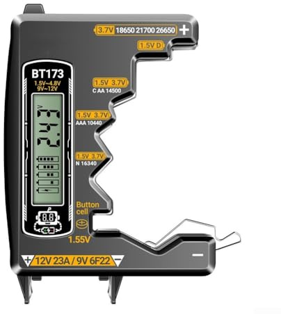 BT173 Digital for battery Capacity Tester And Power Analyzer With LCD Display, For 1.5V-4.8V And 9-12V Lithium, For Home Workshop Electricians