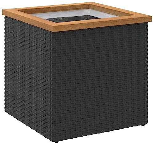 Solivagant Jardinière Noir 40x40x40 cm résine tressée,(4 KG)