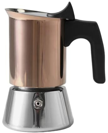 Moka in acciaio inox placcata oro rosa da 4/6. for casa/ufficio/campeggio. Funziona su fornelli a induzione e a gas(4cups)