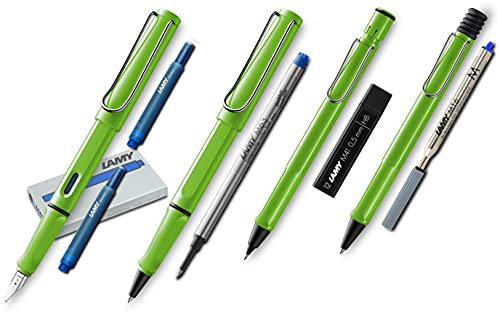 Lamy Safari Set [F?ller + Kugelschreiber + Tintenroller + Bleistift] (inkl. Ersatzminen + Patronen, Gr?n - Green)