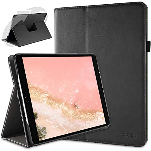doupi Deluxe Protección Funda para iPad Pro (10,5 Pulgadas) & iPad Air 3 (2019), Smart Sleep/Wake Up función 360 Grados giratoria del Caso del Soporte Bolsa, Negro
