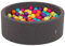 KiddyMoon Piscine À Balles pour Bébé Rond 90X30cm/300 Balles 7Cm Fosses À Boules Jouet Enfant, GR.Foncé:Vert Cl/Jaune/Turq/Orange/R.Foncé/Violet