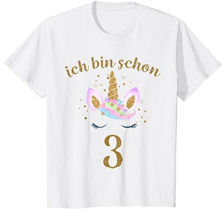 ich bin schon 3 Geburtstagsshirt Einhorn 3 Jahre Mädchen T-Shirt