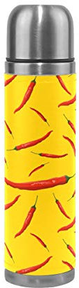 Eslifey Chili-Muster auslaufsichere Wasserflasche isoliert doppeltes Vakuum Edelstahl Thermos 500 ml
