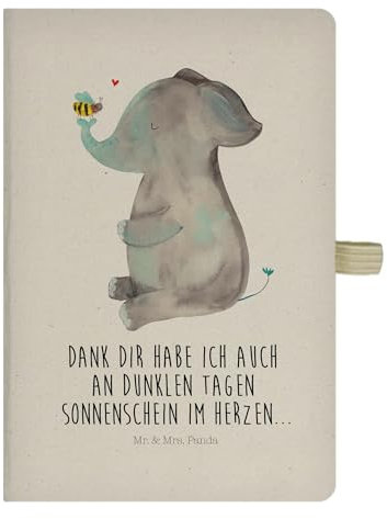 Mr. & Mrs. Panda DIN A4 Baumwoll Notizbuch Elefant & Biene - Geschenk, Hochzeitsgeschenk, Tiere, Skizzenbuch, lustige Sprüche, Adressbuch, Liebesbeweis, Schreibbuch, Kladde, süße Tiermotive, Tagebuch