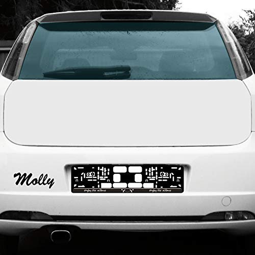 Mädchen Wunsch Name Aufkleber Tattoo für Auto und Kinderzimmer Tür Fenster Schrank (schwarz, Molly 19cm)