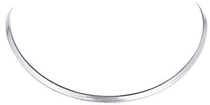 FindChic Kette Damen Silber 3mm Flach Schlangenkette Edelstahl Choker 41cm Collier Sleeky Halskette glatter Halsreif, Geschenk für Muttertag Jahrestag Geburtstag