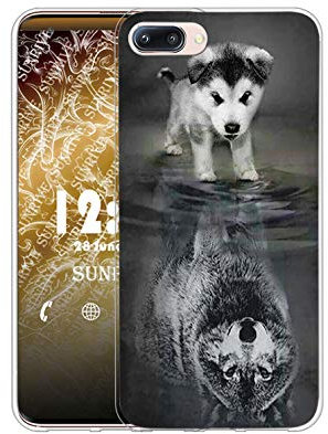 Sunrive Kompatibel mit iPhone 5/5S/SE(2016) Hülle Silikon, Transparent Handyhülle Schutzhülle Etui Case (TPU Wolf & Hund)+Gratis Universal Eingabestift MEHRWEG