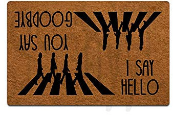 Funny Front Door Mat You Say Goodbye and I Say Hello Doormat Funny Decor Rubber Non Slip Backing Funny Doormat for Outdoor/Indoor Uses, Low-Profile Rug Mats for Entry 23.6(W) X 15.7(L)