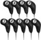 9 Stück Schlägerhauben Golf Set, Golf Schlägerkopfhüllen für Eisen Magnetic Golf Headcover Head Club Covers Doppelte Nummer Gedruckt Kunstleder Schlä für Aller Marken Golfschläger (Schwarz)