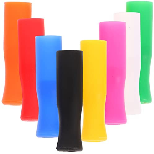 EXCEART 8Pcs Silikon Strohhalme Tipps Lebensmittel Grade Wiederverwendbare Spitze Abdeckung Anti- Verbrühen Kalten Strohhalme Abdeckung Schützen Lippen Zähne für Metall Edelstahl Stroh 0.