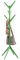 BAKAJI Porte-manteau design de sol en bois de pin avec 8 crochets suspendus vêtements et base à 4 pieds, design moderne, couleur verte, dimensions 175 x 58 cm