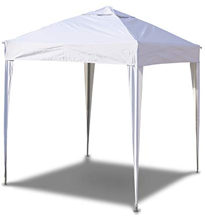 SANHENG Pop-Up-Pavillon, robust, wasserdicht, für den Garten, 3 x 3 m, wetterfester Pavillon mit Stahlrahmen, Reisetasche und 4 Bein-Gewichtssäcken (weiß)