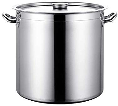 WHLMYH Pot,Soup Pot with Lid,Stainless Steel Saucepans with Side Handles,High Capacity,Suitable for All Stove Tops-30Cm,Silver,40Cm*40.5Cm
