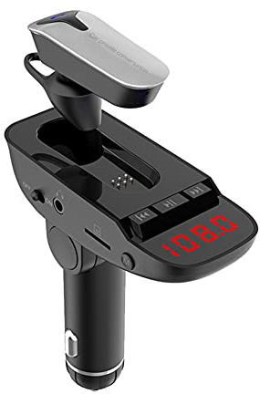 Asudaro Auto Bluetooth Transmitter mit Bluetooth-Headset Auto MP3-Player Handsfree Wireless Radio Audio Adapter Freisprechanlage mit Dual USB Ladegerät, U Disk TF Karte AUX-Eingang Ausgang,Schwarz
