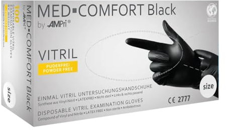 100 Stück Vitrilandschuhe Vinyl-Nitril in Spender-Box - schwarz - Einweghandschuhe Einmalhandschuhe (XL)
