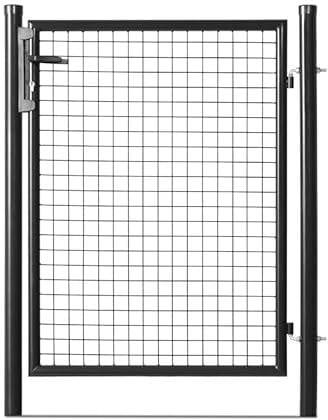 Gardenode Easy Clôture Portillon grillagé en Acier galvanisé Maille 50 x 50 Passage L 1m x H1m50 Noir