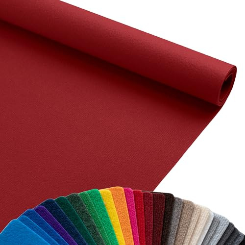 Primaflor Rips Messeteppich Dublin | 200x2050 cm | Dunkelrot | Meterware | Gerippte Polypropylen-Meterware für Messe, Event und Hochzeit; Bfl-s1, 3 mm hoch, zuschneidbar