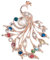 Atentuyi Broche en strass multicolore pour femmes et filles - Cadeau de paon - Bijoux tendance - Thanksgiving Day (or)