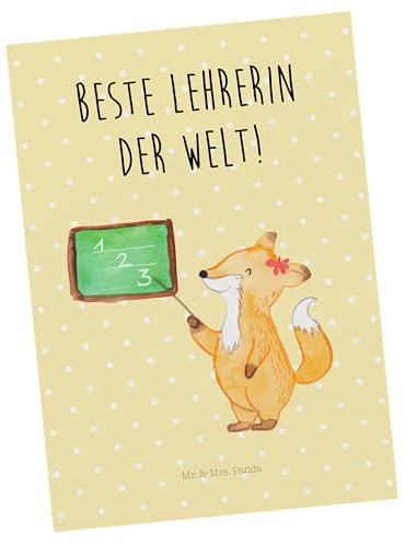 Mr. & Mrs. Panda Grußkarte Fuchs Lehrerin - Geschenk, Ansichtskarte, Postkarten, Ansichtskarten, Lustige Sprüche, Postkarte, Fotokarte