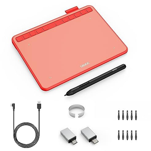 UGEE S640 6.3x4 Zoll Small Zeichentablett mit Stift 8192 Druckempfindlichkeit 10 Express-Tasten Stifttablett Kompatibel mit Windows Mac Linux Android