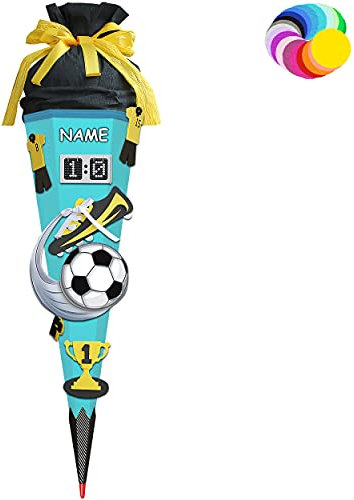 alles-meine.de GmbH Bastelset - Schultüte Farbe & Größe wählbar 70/85 / 100 cm - Fussball - inkl. Name - Farbe frei wählbar - Bastelschultüte - Zuckertüte zum selber Bastel..