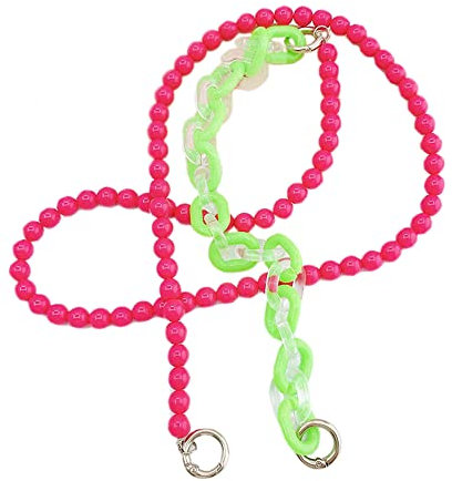 Universale 2-in-1 abnehmbar Perlen Handykette Taschenkette,Handy Lanyard Handy Hülle Anhänger Handgelenkschlaufe Kette Handy Umhängeband Hängen Chain Perlen Telefon Kette Trageriemen für Handy Tasche
