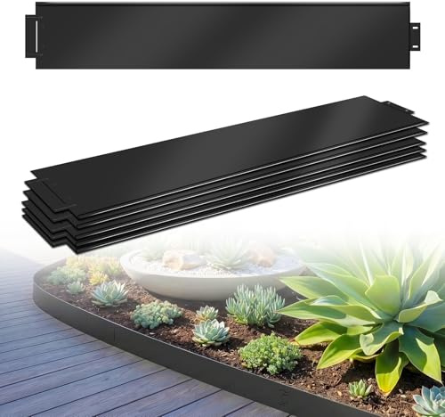LARS360 Rasenkante Metall Rasenkante Verzinkt Mähkante Metall Beetumrandung Beeteinfassung - Schwarz Spleißanordnung (25M, 100 x 18 cm)