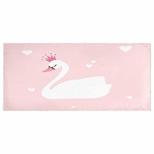YOUJUNER Damen Schal süßer weißer Schwan Deckenschal Unisex Winter Langer Schal Warm Weich Winterschal Herbstschal Scarf Poncho Cape