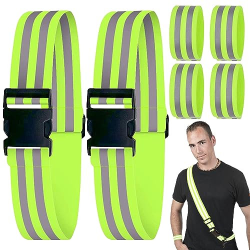 Reflektorgürtel, 4X Reflektorgurt Hohe Sichtbarkeit, Reflektorband mit Klettverschluss, Reflektoren Radfahren, Doppel Reflektorbänder für Kinder & Erwachsene, Outdoor Jogging