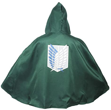 MAVNES Levi Ackerman Eren Jaeger Anime Cosplay Kostüm Grünes Umhang Für Halloween,Green-One Size
