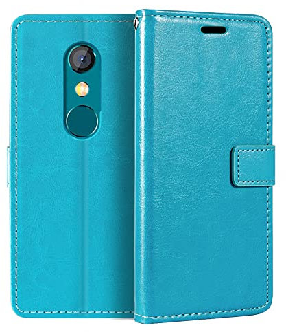 PU Leder Handyhülle Kompatibel mit Unihertz Jelly 2, Klapphülle mit Kartenfächern, Magnetverschluss und Rundumschutz mit Standfunktion (Hellblau)
