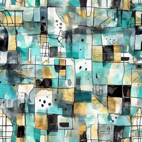adrium Acryl-Bild 50 x 50 cm: Aquarellquadratmuster mit abstrakten Formen, ai generativ (200741681)
