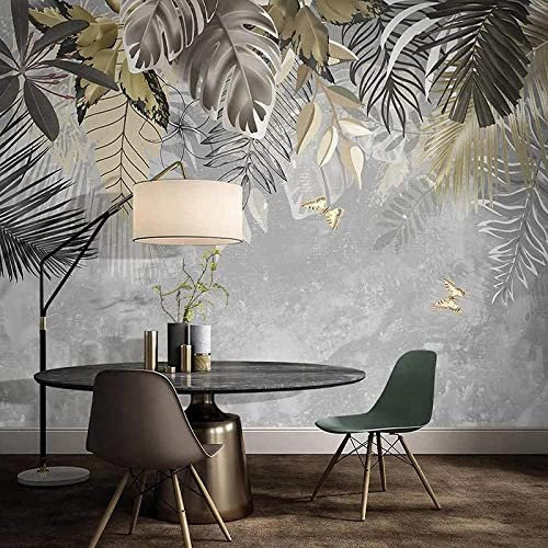 Fond D'Écran 3D Pour Restaurant Café Paysage De Feuilles De Plantes Tropicales Chambre D'Enfants Papier Peint Mural 3D Peel And Stick Autocollant Mural Autocollant F 250 (largeur) x 175 (hauteur) cm
