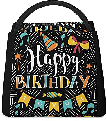 FWJZDSP „Happy Birthday to You“, isolierte Lunchbox-Einkaufstasche, individuelle Handtasche, bedruckt, süß