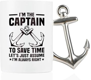 Onebttl Boat Captain Gifts for Men, Boat Accessories Gifts for Boat Owner, Funny Boating Mug, 13.5oz Anchor Coffee Mug- I'm The Boat Captain