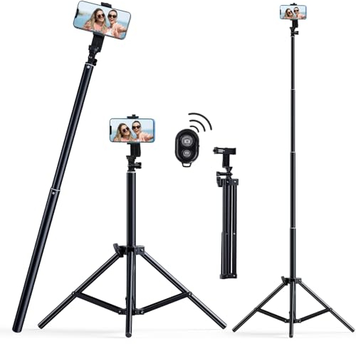 160cm Palo Selfie Tripode para Movil, 3 en 1 Extensible Rotacion Trípode Teléfono, Palo Selfie Estable con Control Remoto, Compatible con iPhone, Huawei, Samsung Negro