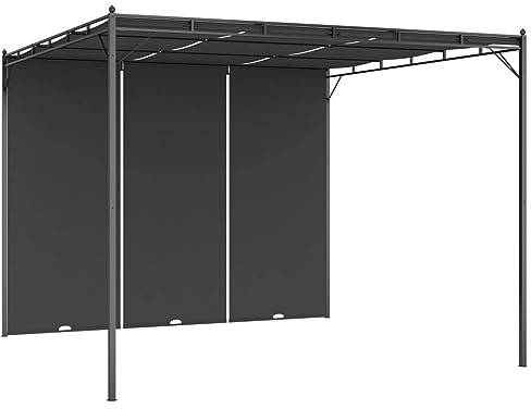 Mengtu Gartenpavillon Anthrazit | 3x3m | Sonnenschutz | Mit Vorhang | Stahl & Polyester Model47995