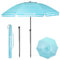 HOMEDEMO Parasol Plage Inclinable avec Revêtement Argenté, Protection Solaire UV50+, avec Pied d'Ancrage à Visser & Housse de Protection, pour Piscine, 200cm, Rayures Turquoise et Blanches
