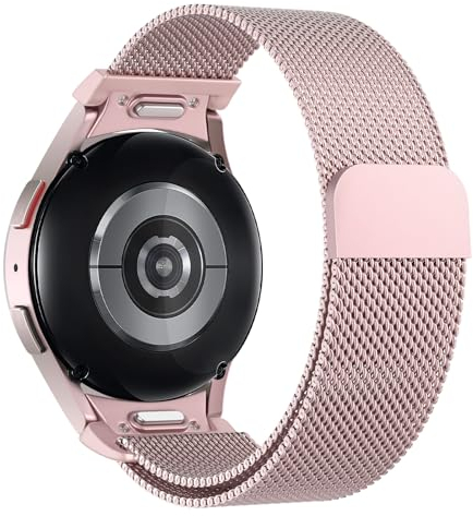 Astorgos Cinturino in Metallo Compatibile con Samsung Galaxy Watch 7 FE 6 5 4 40mm 44mm/Watch 6 4 Classic 43mm 47mm 42mm 46mm/Watch 5 Pro 45mm, Cinturino Magnetico in Maglia Milanese, Rosa Rosa